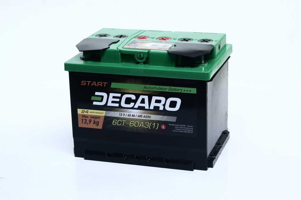 Акумулятор 60Ah-12v DECARO START (242x175x190),L,EN480